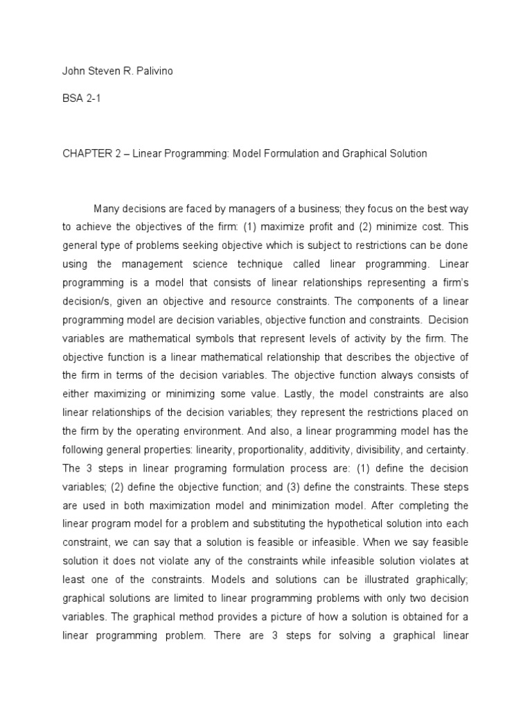 Linear Programming for Business Decisions | PDF | Linear Programming ...
