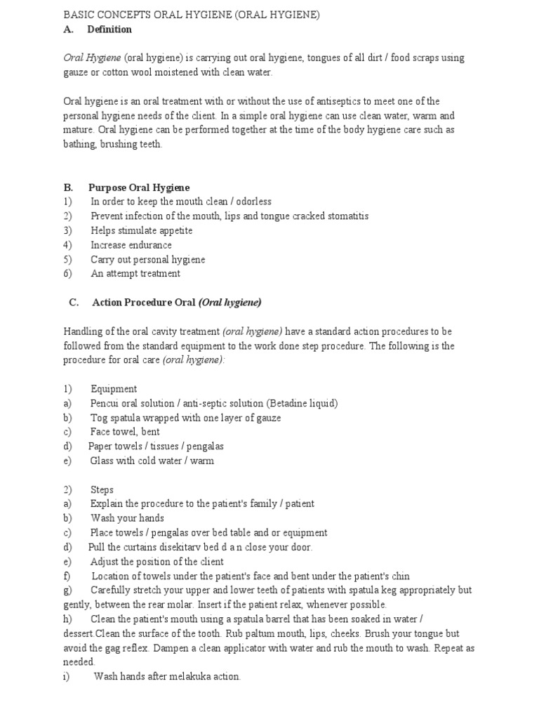 Basic Concepts Oral Hygiene | PDF | Oral Hygiene | Hygiene