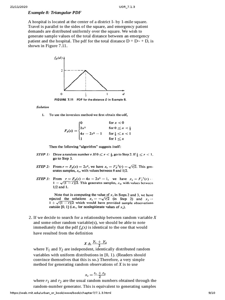 Example 8: Triangular PDF: (X) Is Identical To The One That Would | PDF