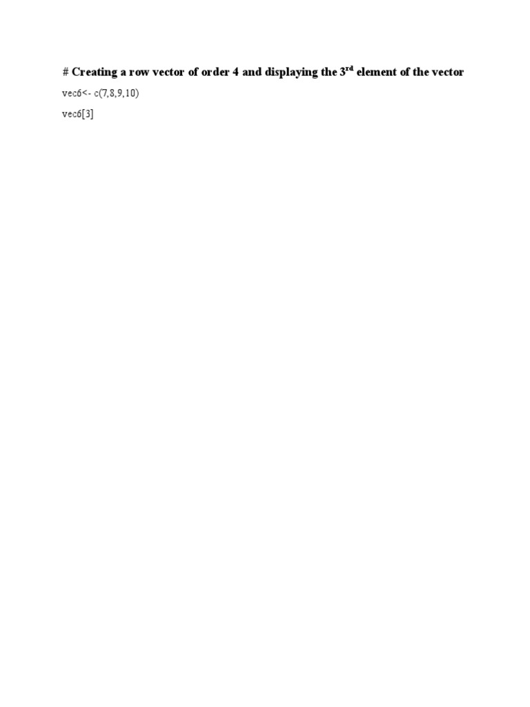 Row Vector: Display 3rd Element | PDF