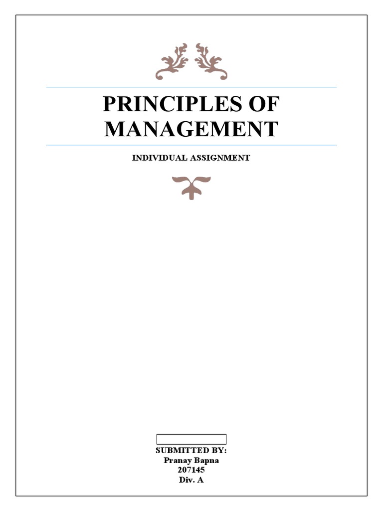 Principles of Management: Individual Assignment | PDF | Inventory ...
