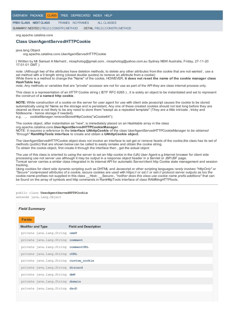 Class UserAgentServedHTTPCookie | PDF | Http Cookie | Application ...
