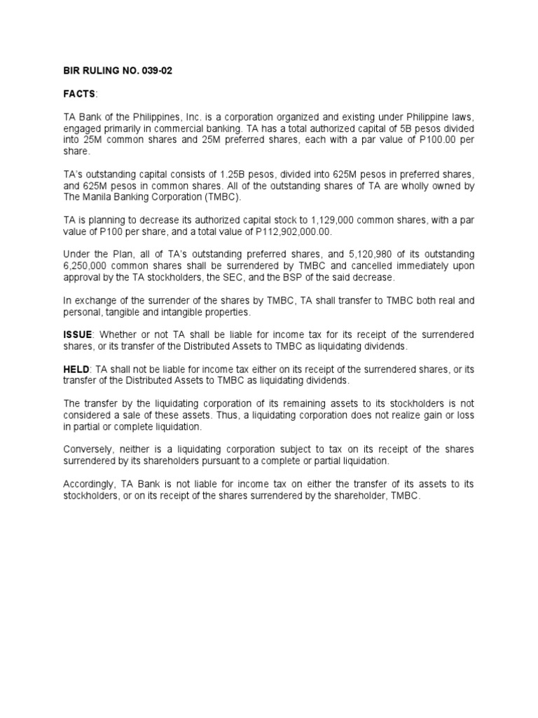 Tax Implications of Partial Liquidation | PDF