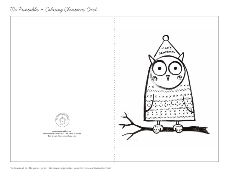 MR Printables - Coloring Christmas Card: Not For Sale. For Personal Use ...