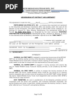 Forth Bridge Solutions Intl. Inc.: Memorandum of Contract and Agreement