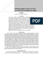 Influence of Demographic Factors On Job Satisfaction of University Faculties in Nepal