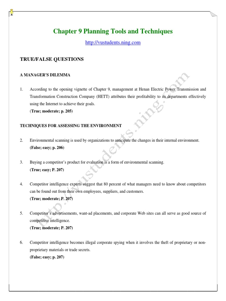 Planning Tools and Techniques Overview | PDF | Forecasting | Scenario ...