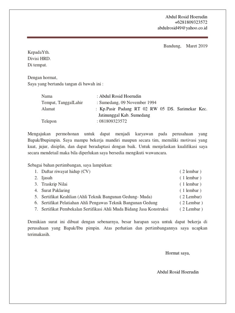 CV Abdul Rosid H | PDF