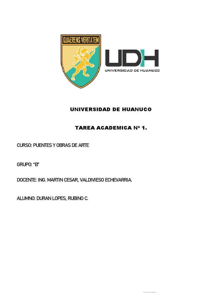 Logo de la UDH y Tarea Académica | PDF, image size:768x1024