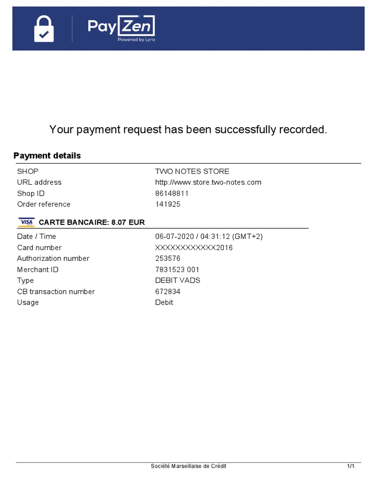 Successful Payment Confirmation | PDF