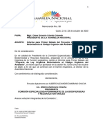 Informe para Primer Debate Del PROYECTO DE LEY ORGÁNICA REFORMATORIA AL CÓDIGO ORGÁNICO DEL AMBIENTE