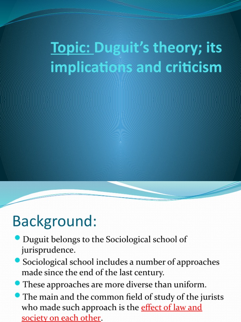 Topic: Duguit's Theory Its Implications and Criticism | PDF ...