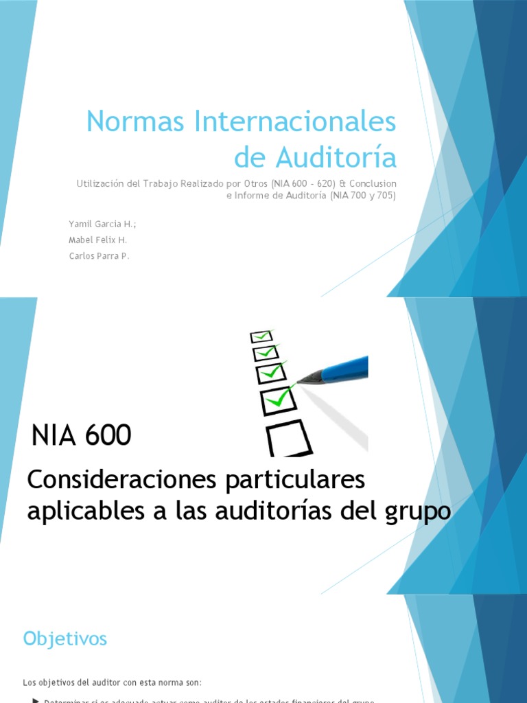 Normas Internacionales de Auditoría NIA 600-705 | PDF | Contralor ...