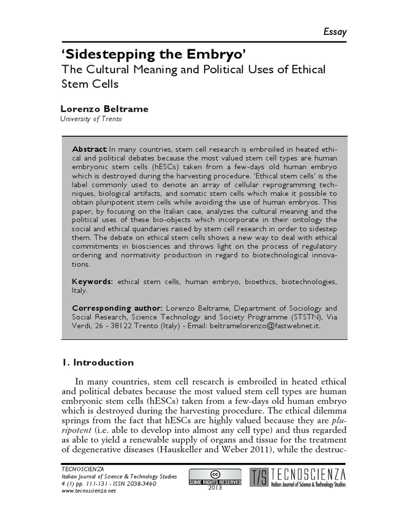 Ethical Stem Cells in Italy | PDF | Embryonic Stem Cell | Cell Potency