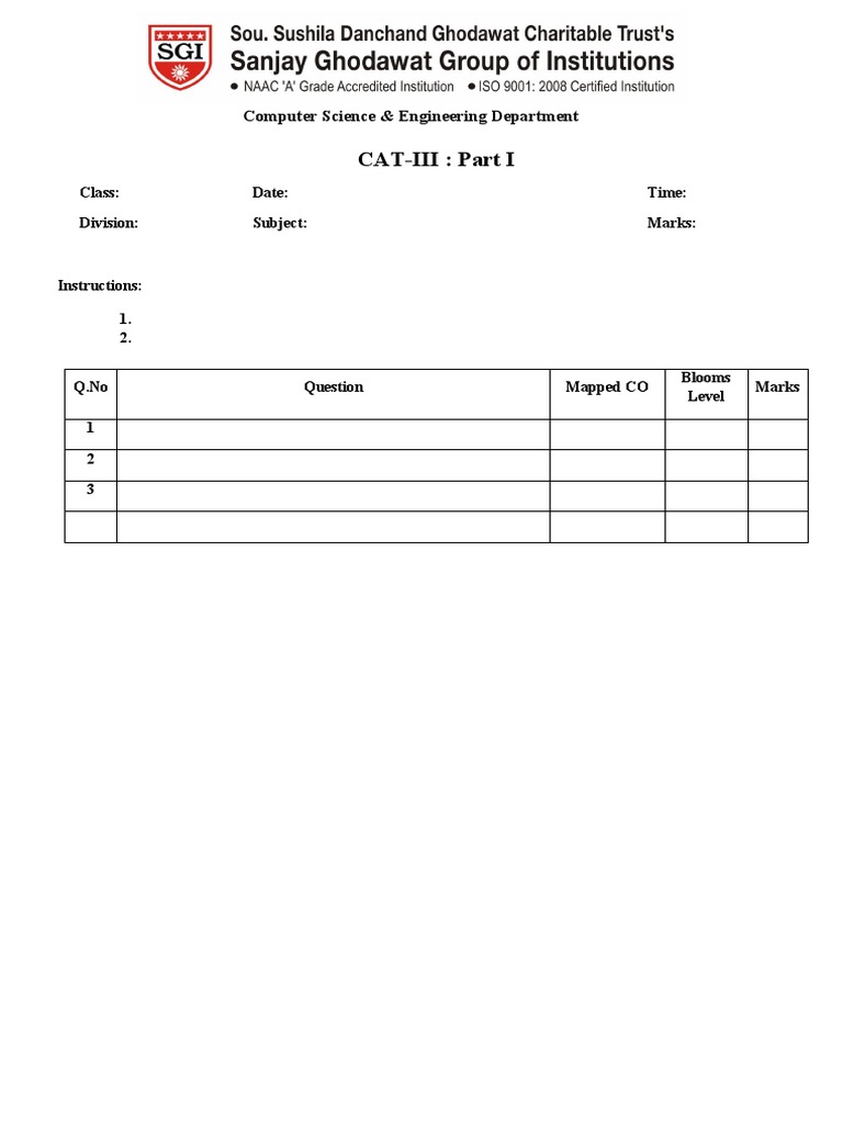 Cat III QP Format | PDF