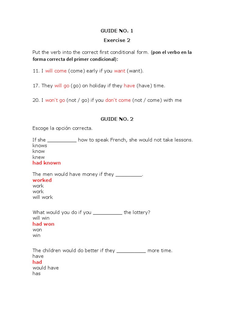 First Conditional and Grammar Exercises Guide | PDF