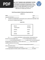 Oral Ommunication Preliminary Examination For GRADE 11