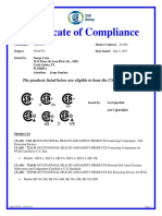 Certificate of Compliance for Fall Protection Products