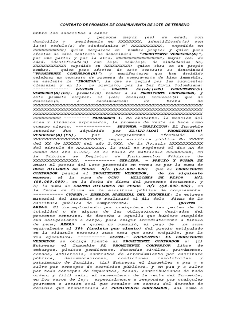 Promesa de Compraventa de Lote | PDF | Ley común | Justicia