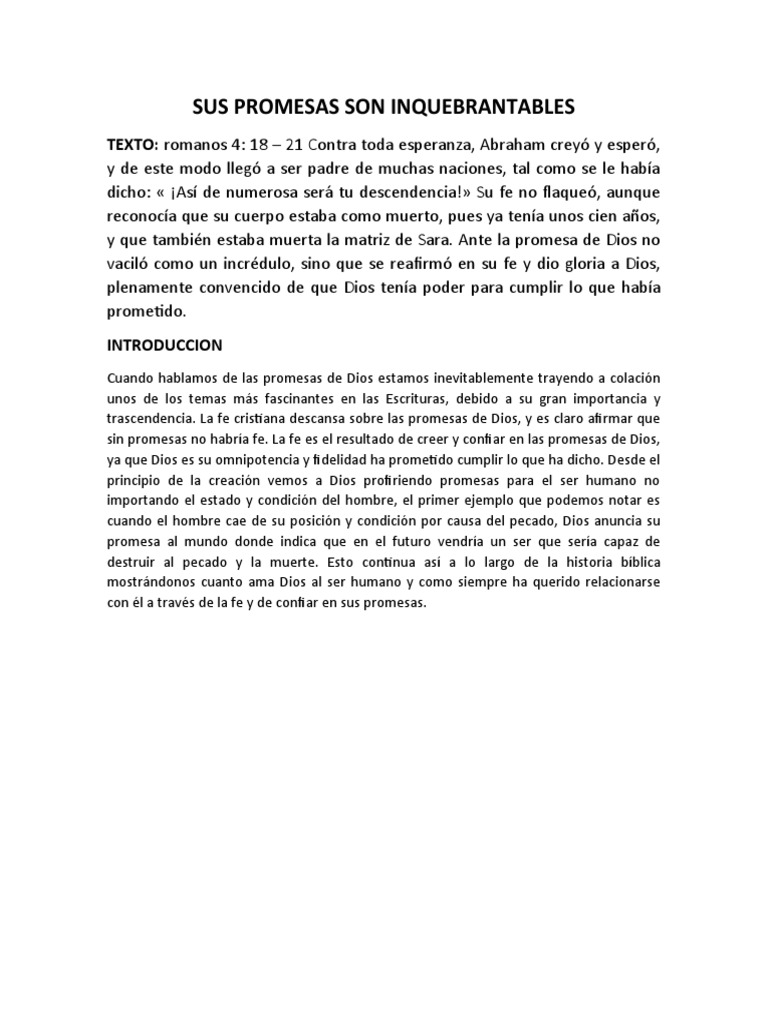 Promesas de Dios y la Fe de Abraham | PDF