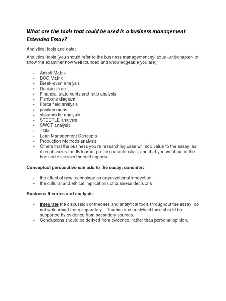 What Are The Tools That Could Be Used in A Business Management Extended
