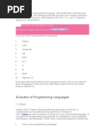 Evolution of Programming Languages: Full Stack Java Developer Course