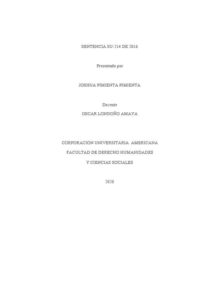 Sentencia Su-214 de 2016 | PDF | Matrimonio | Familia