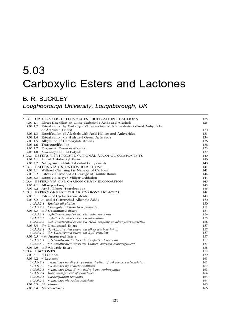 Ester and Lactone Synthesis Methods | PDF | Ester | Alcohol