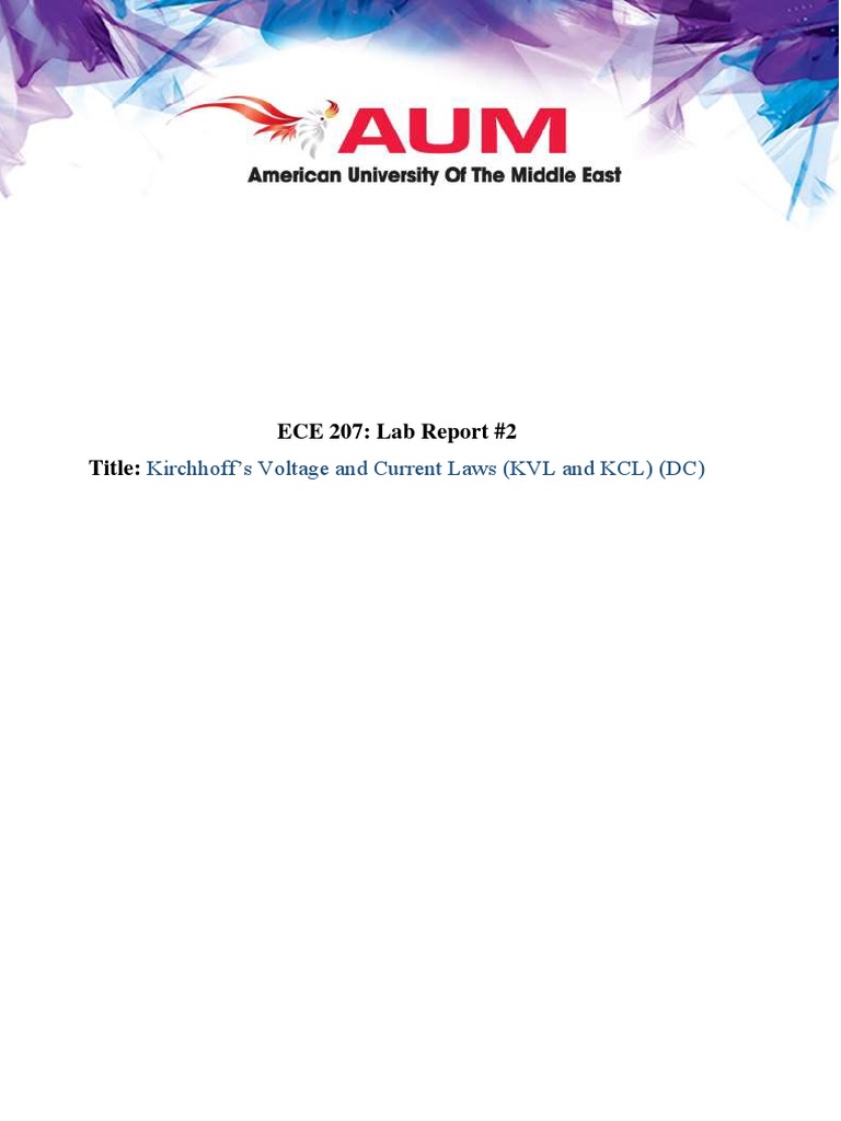 Kvl And Kcl Verification Lab Report Pdf Electrical Network Series