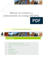 Manejo de residuos y ordenamiento de bodega respel