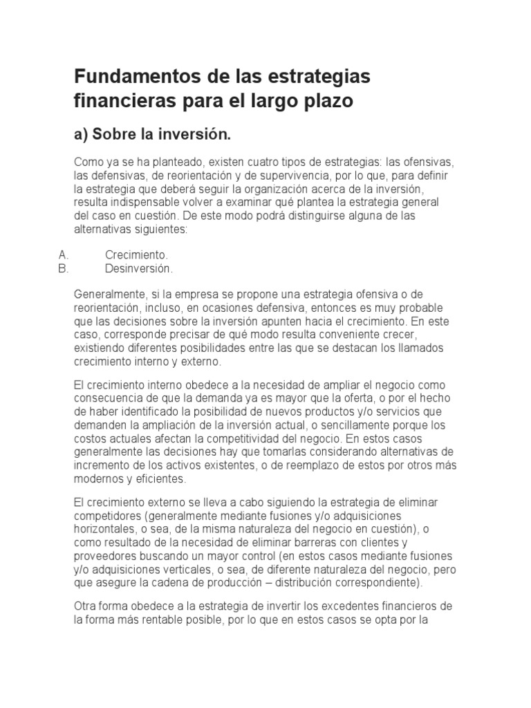 Estrategias Financieras a Largo Plazo | PDF | Valor presente neto ...