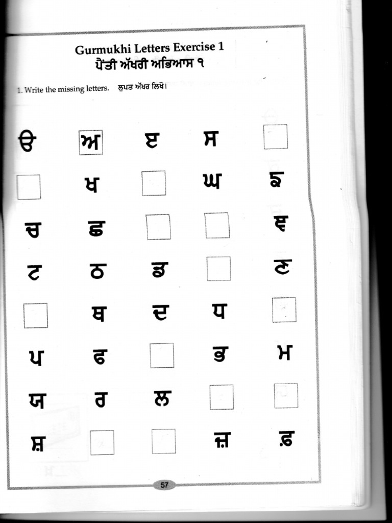 punjabi alphabets practice worksheets pdf