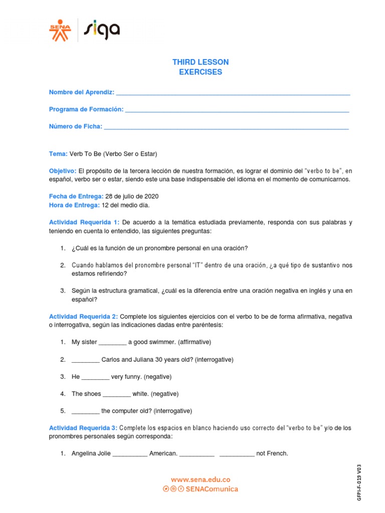 Ejercicios del Verbo To Be | PDF | Crecimiento personal y profesional