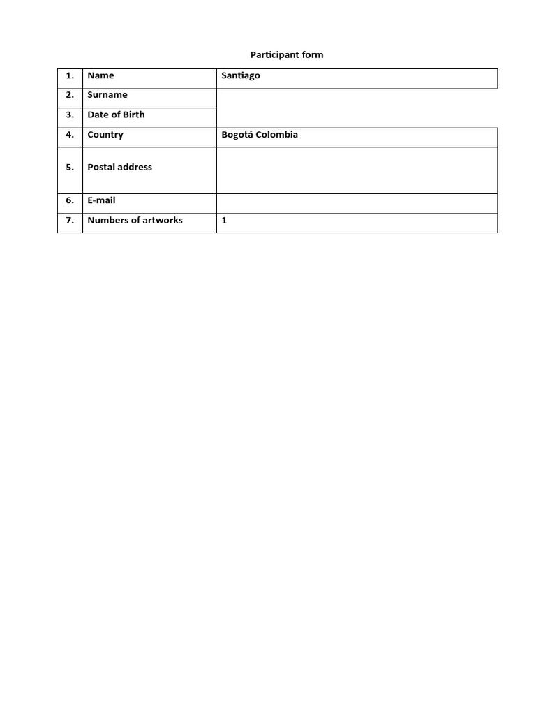 Participant Form for Art Submission | PDF | Law