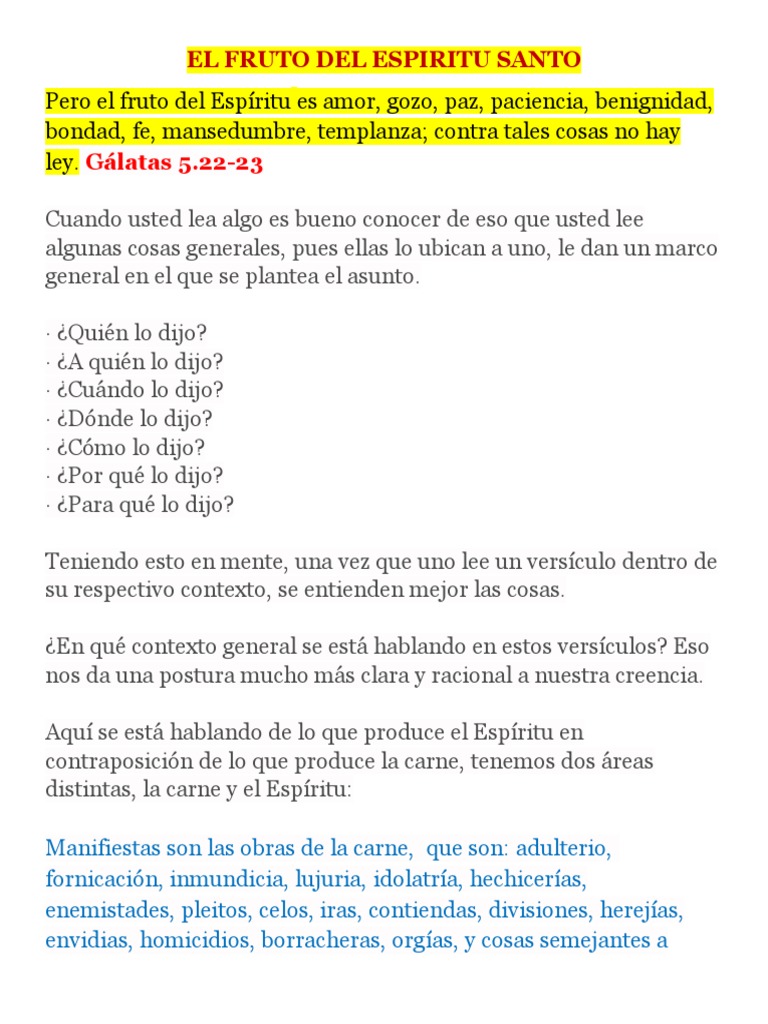 El Fruto Del Espiritu Santo | PDF | Amor | Creencia religiosa y doctrina