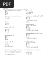 Radicals Practice Test:) CM) CM CM