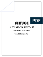 Fiitjee: Adv Mock Test - 32