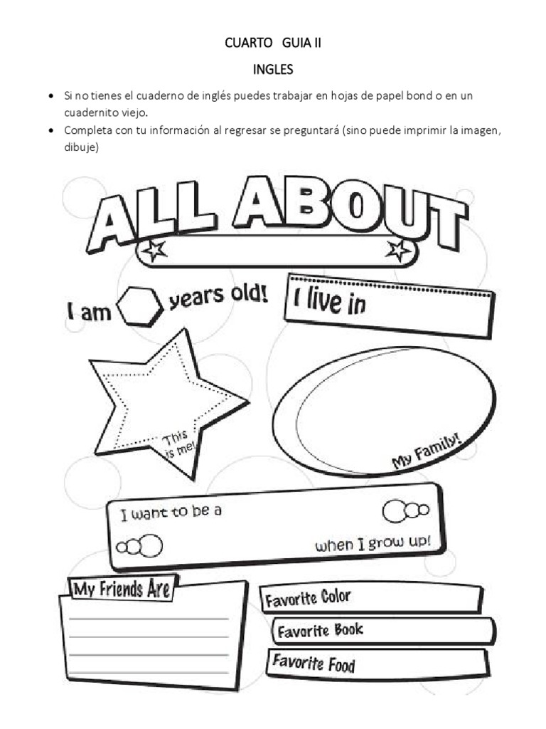 Ejercicios de Inglés para Cuarto Grado | PDF