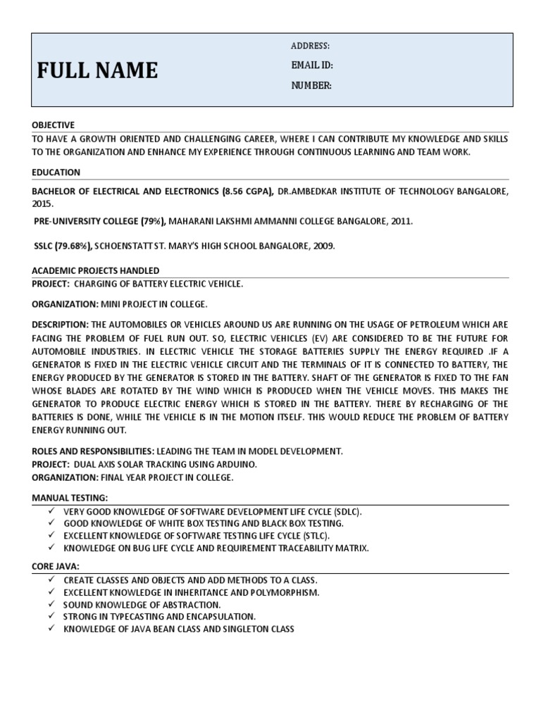 Fresher Resume Pattern Download - 1719467958