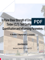 In Plane Shear Strength of Cross Laminated Timber (CLT) : Test Configuration, Quantification and Influencing Parameters