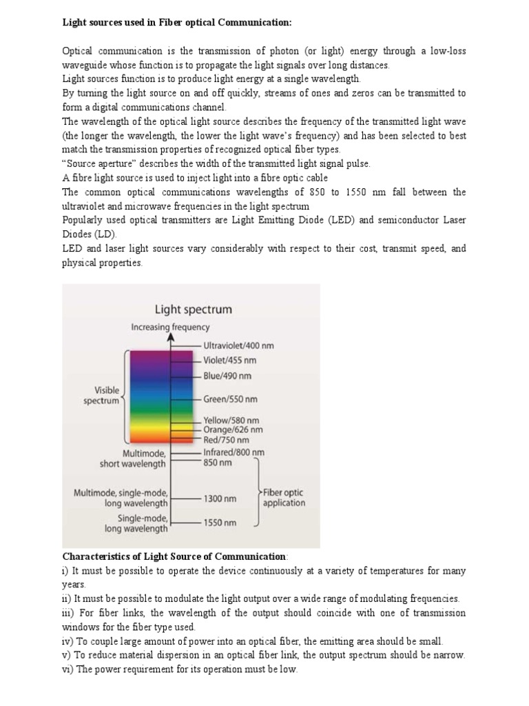Fiber Optic Light Sources Explained | PDF | Light Emitting Diode ...