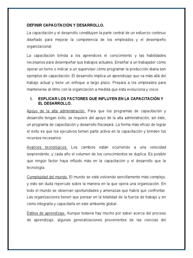 Métodos de Capacitación y Desarrollo | PDF | Desarrollo organizacional ...
