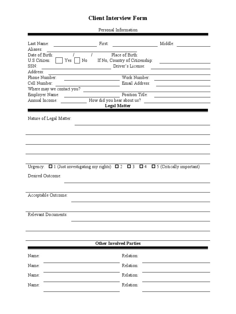 Legal Client Intake Form | PDF | Law
