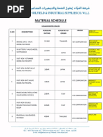 Chilled Water Schedule