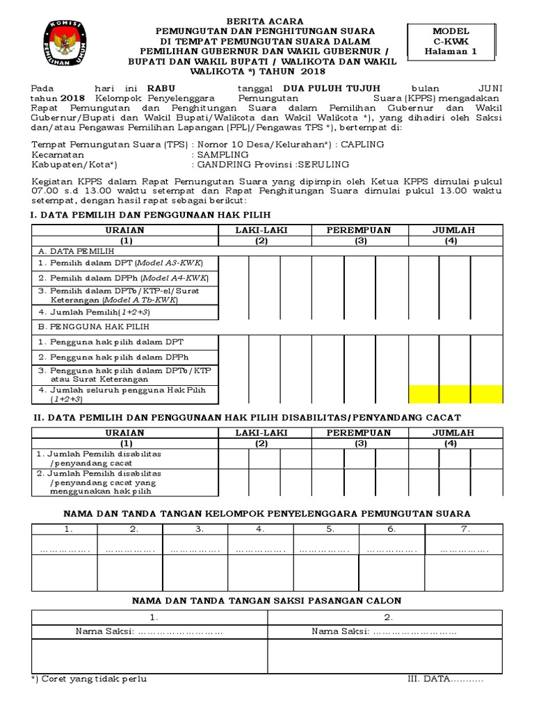 Form C KWK (Kosong) | PDF