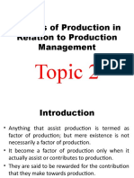 Factors of Production in Relation To Production Management: Topic 2