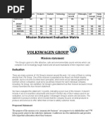 Volkswagen Group: Mission Statement Evaluation Matrix