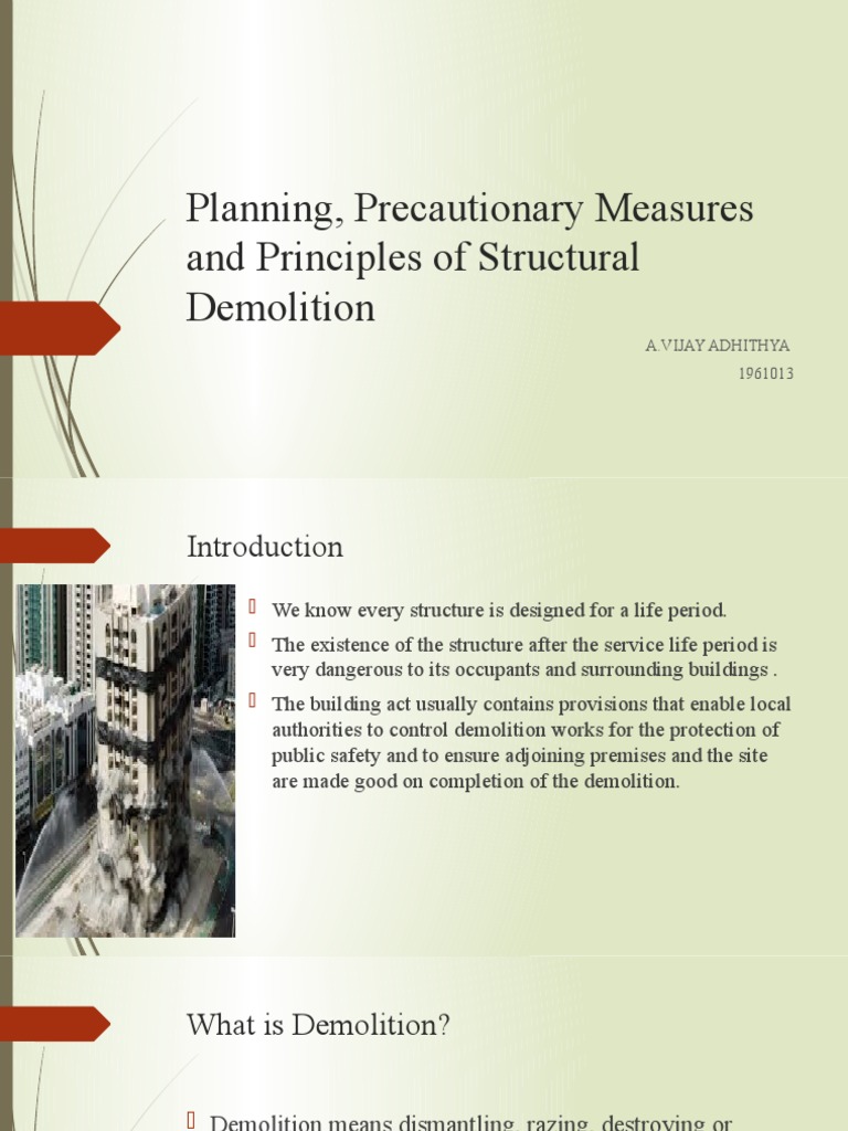 Planning, Precautionary Measures and Principles of Structural ...