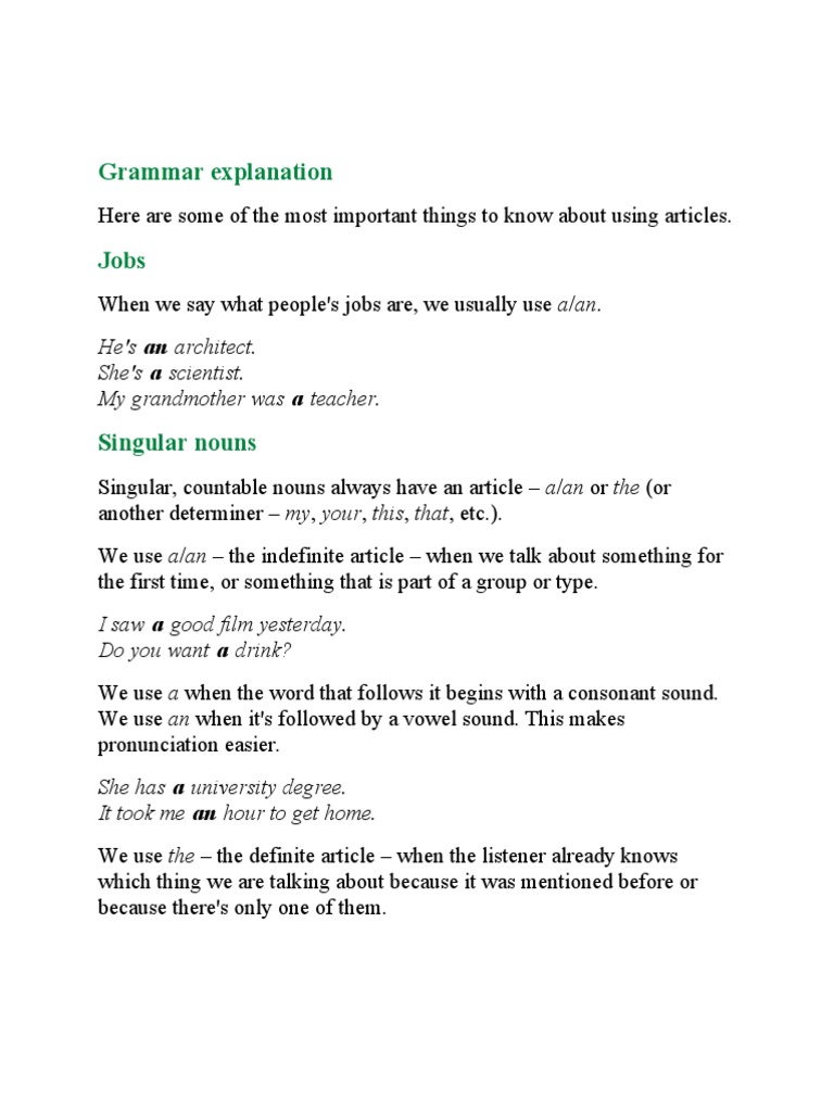 Understanding English Articles | PDF | Noun | Grammatical Number