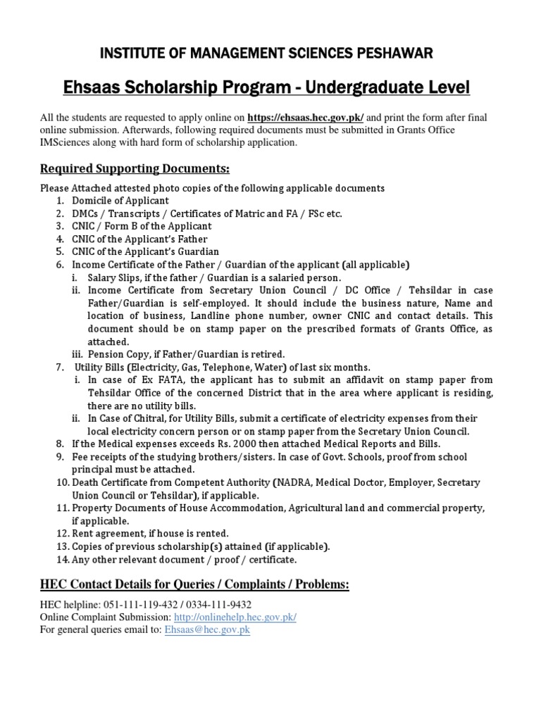 Ehsaas Scholarship Application Guide | PDF | Vehicles | Driver's License